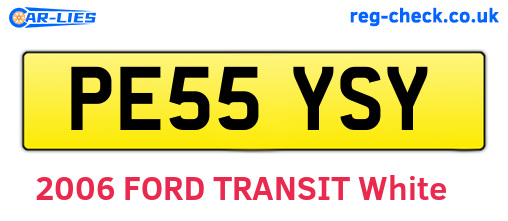 PE55YSY are the vehicle registration plates.