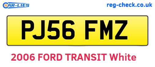 PJ56FMZ are the vehicle registration plates.