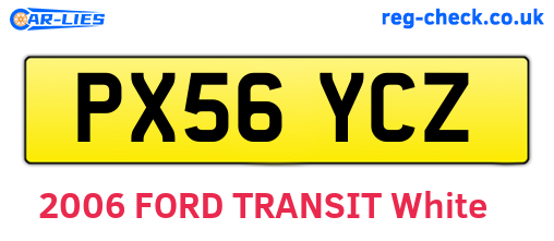 PX56YCZ are the vehicle registration plates.