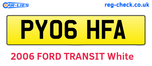 PY06HFA are the vehicle registration plates.