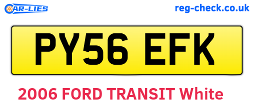 PY56EFK are the vehicle registration plates.