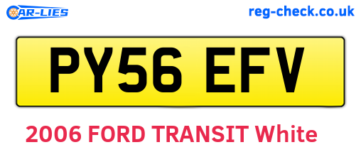 PY56EFV are the vehicle registration plates.