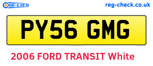 PY56GMG are the vehicle registration plates.