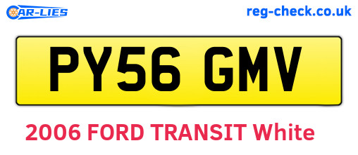 PY56GMV are the vehicle registration plates.