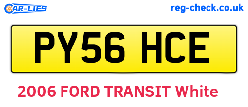 PY56HCE are the vehicle registration plates.