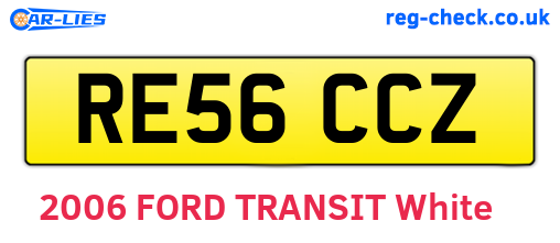 RE56CCZ are the vehicle registration plates.