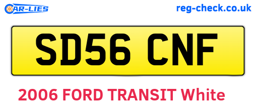 SD56CNF are the vehicle registration plates.