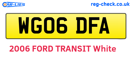 WG06DFA are the vehicle registration plates.