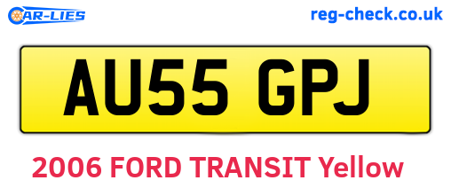 AU55GPJ are the vehicle registration plates.