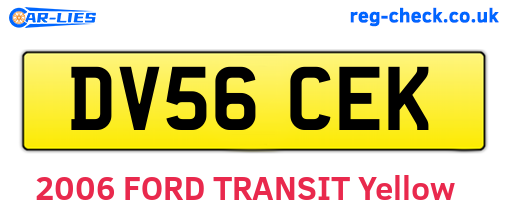 DV56CEK are the vehicle registration plates.