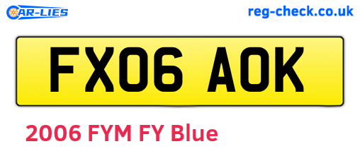 FX06AOK are the vehicle registration plates.