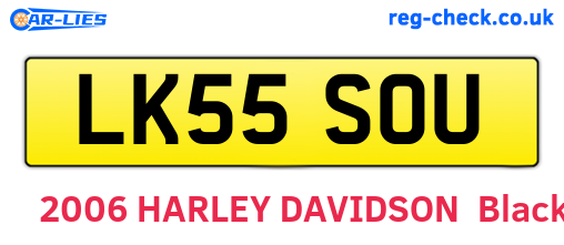 LK55SOU are the vehicle registration plates.
