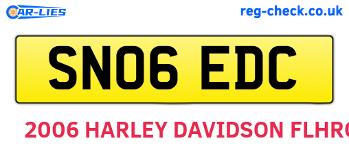 SN06EDC are the vehicle registration plates.