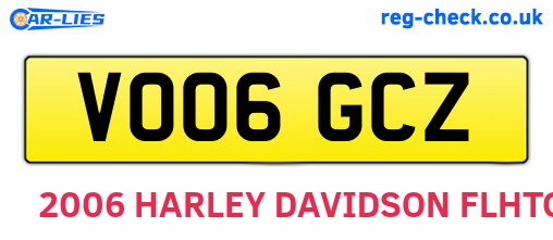 VO06GCZ are the vehicle registration plates.