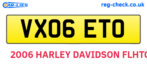 VX06ETO are the vehicle registration plates.