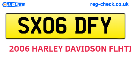 SX06DFY are the vehicle registration plates.