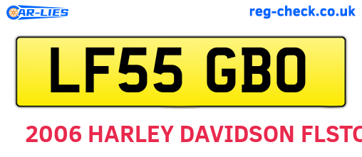 LF55GBO are the vehicle registration plates.