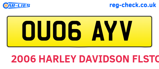 OU06AYV are the vehicle registration plates.