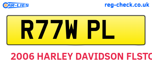 R77WPL are the vehicle registration plates.