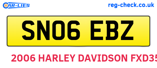 SN06EBZ are the vehicle registration plates.