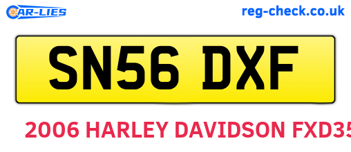 SN56DXF are the vehicle registration plates.