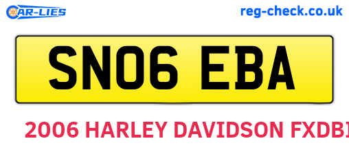 SN06EBA are the vehicle registration plates.
