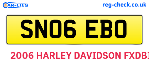 SN06EBO are the vehicle registration plates.