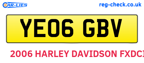 YE06GBV are the vehicle registration plates.