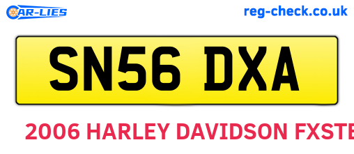 SN56DXA are the vehicle registration plates.