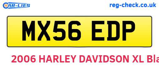 MX56EDP are the vehicle registration plates.