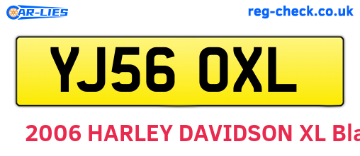 YJ56OXL are the vehicle registration plates.