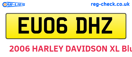 EU06DHZ are the vehicle registration plates.