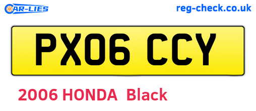 PX06CCY are the vehicle registration plates.