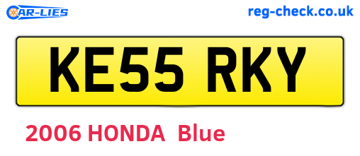 KE55RKY are the vehicle registration plates.
