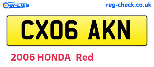 CX06AKN are the vehicle registration plates.