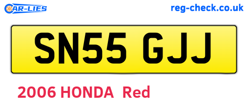 SN55GJJ are the vehicle registration plates.