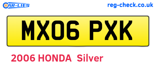 MX06PXK are the vehicle registration plates.