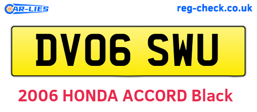 DV06SWU are the vehicle registration plates.