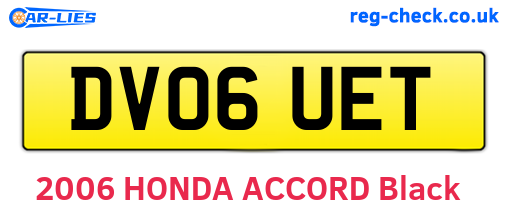 DV06UET are the vehicle registration plates.