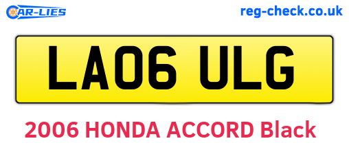 LA06ULG are the vehicle registration plates.