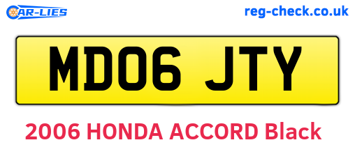 MD06JTY are the vehicle registration plates.