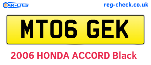 MT06GEK are the vehicle registration plates.