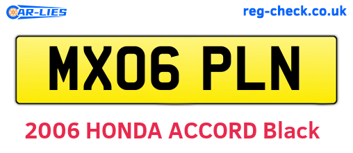 MX06PLN are the vehicle registration plates.