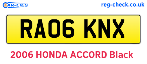 RA06KNX are the vehicle registration plates.