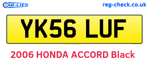 YK56LUF are the vehicle registration plates.