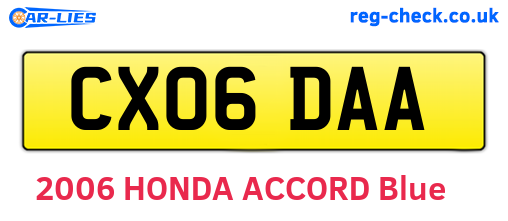 CX06DAA are the vehicle registration plates.