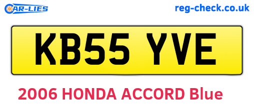 KB55YVE are the vehicle registration plates.