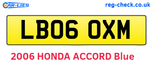 LB06OXM are the vehicle registration plates.