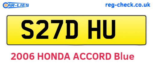 S27DHU are the vehicle registration plates.