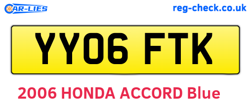 YY06FTK are the vehicle registration plates.